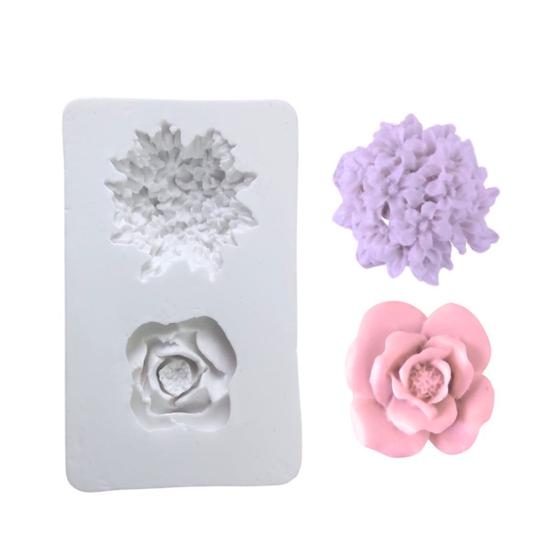 Imagem de Forma Silicone Rosa Lirios Flores Confeitaria Biscuit Resina