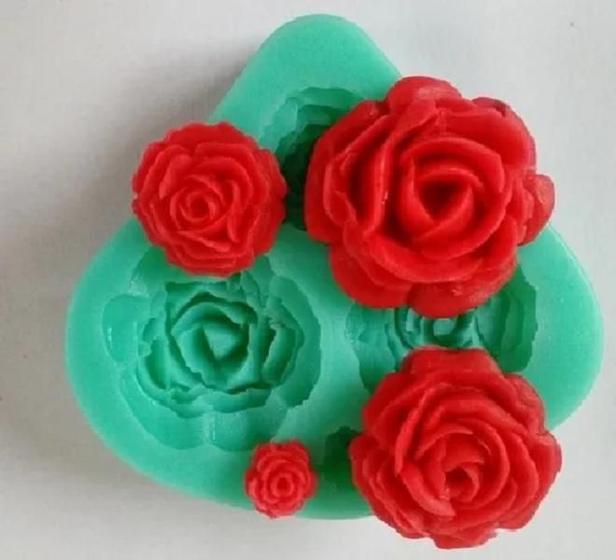 Imagem de Forma Silicone Sabonete Resina 200 - Mini Rosas 4 cav