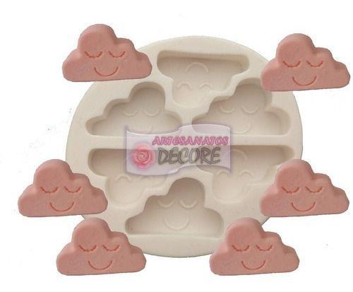 Imagem de Forma Silicone Sabonete Resina 60 - Mini Nuvem Chuva De Amor 6 cav