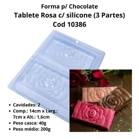 Imagem de Forma Tablete Rosa 10386 (3 Partes c/ silicone) Mães /  Namorados -  BWB Embalagens