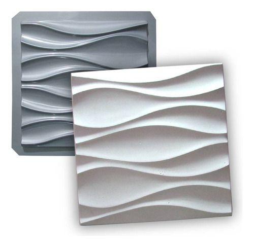 Imagem de Formas De Gesso 3d/cimento Abs 1 Mm Resistente revestimento de parede Ondas 30x30cm