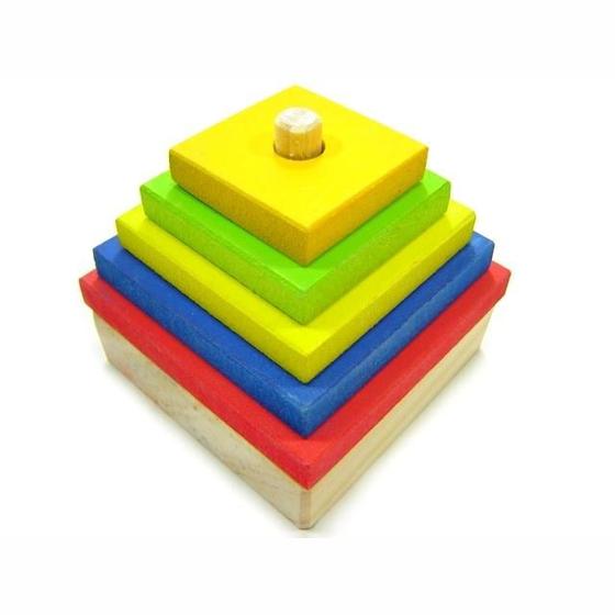 Imagem de Formas Geométricas - Torre Quadrada - Madeira - Multicolorido