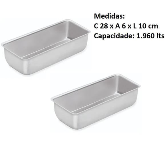 Imagem de Formas Pão Bolo Inglês Caseiro 28cm Aluminio - 2 Unidades