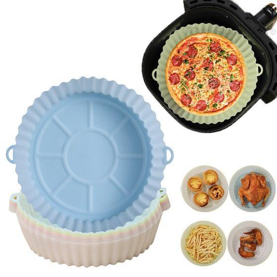 Imagem de Formas Silicone Pra Fritadeira Air Fryer Micro-ondas Forno Com Alça 19cm