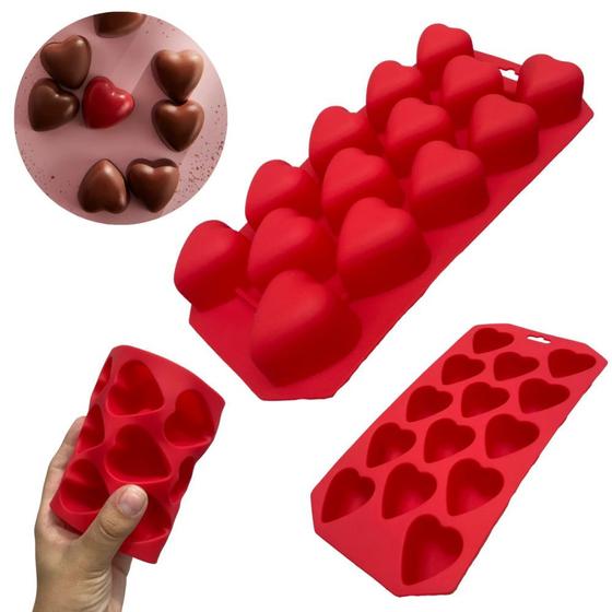 Imagem de Forminha de Silicone para Gelo e Chocolate Formato Coracao  Mor 