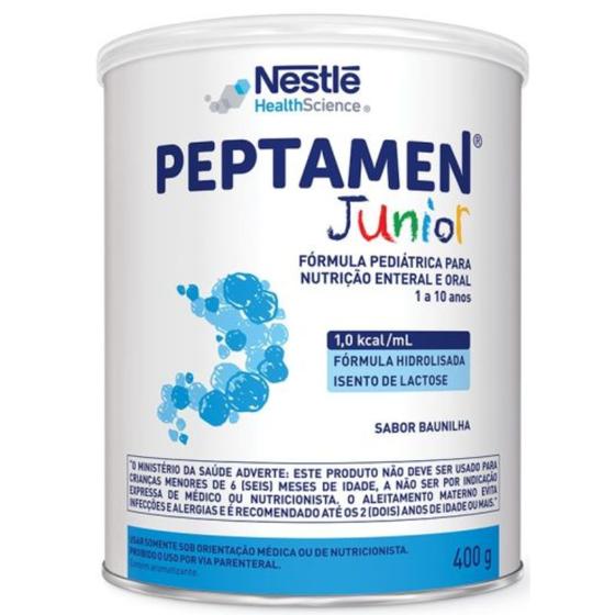 Imagem de Fórmula Infantil Nestlé Peptamen Junior Sabor Baunilha 400g  Alimento Destinado Nutrição pediátrica com necessidades especiais Específicas de Dietas
