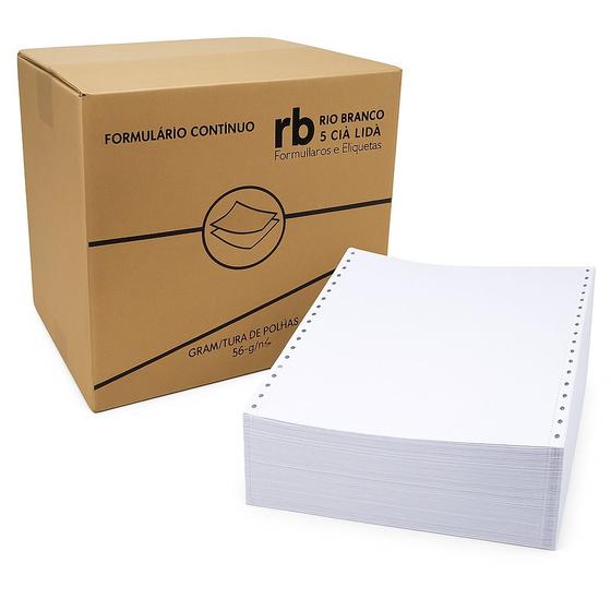 Imagem de Formulário Continuo 1 via, 80 Colunas, Microsserilhado Branco 56gr - 240x280mm com 3.000 Folhas