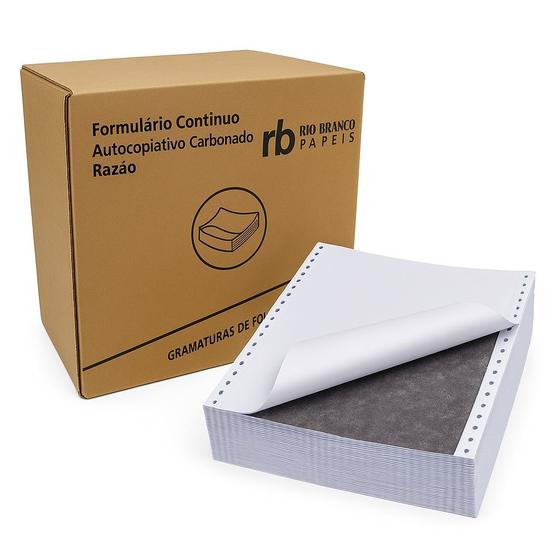 Imagem de Formulário Continuo 3 vias, Razão, 80 Colunas, Carbonado Branco - 240x140mm com 2.000 Folhas