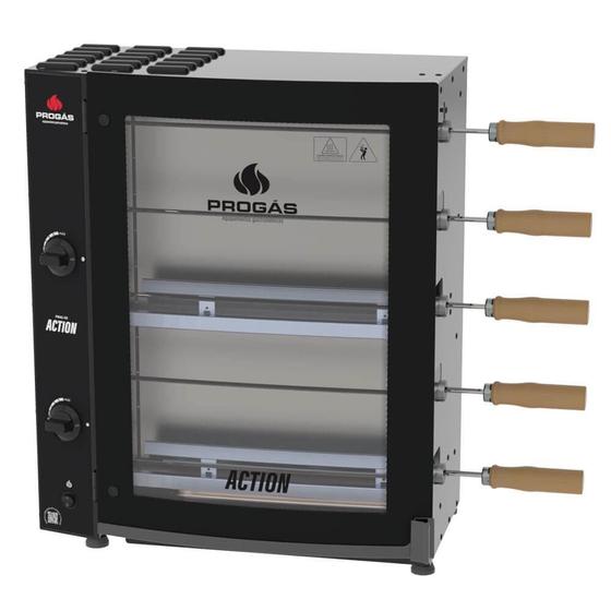 Imagem de Forno Assador Rotativo Action Progás a Gás 5 Espetos Bivolt PRAC-05T P43589