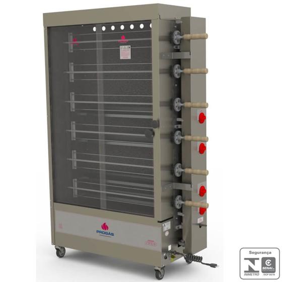 Forno Assador Rotativo Tubular a Gás Progás PR-634 Com 6 Espetos Para 30 Frangos Bivolt P25420 Imagem de Forno Assador Rotativo Tubular a Gás Progás PR-634 Com 6 Espetos Para 30 Frangos Bivolt P25420