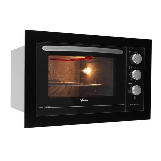 Forno de Embutir Elétrico Fischer Fit Line 48L com Timer e 3 Funções Preto 220V