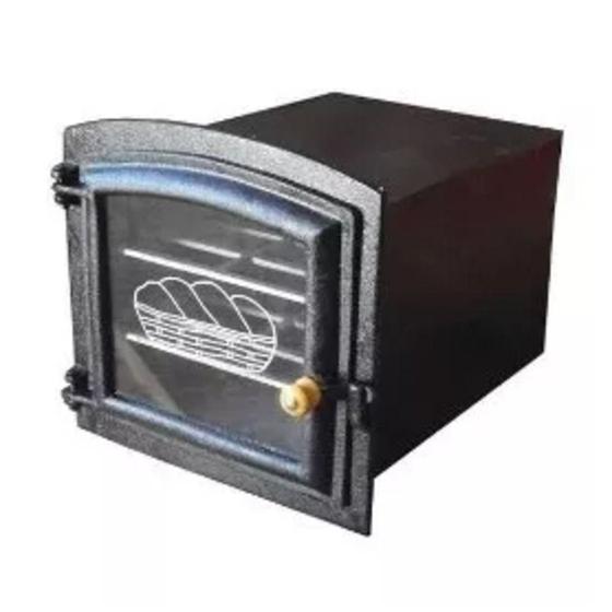 Forno de ferro fundido para fogão a lenha pequeno com porta com vidro ...
