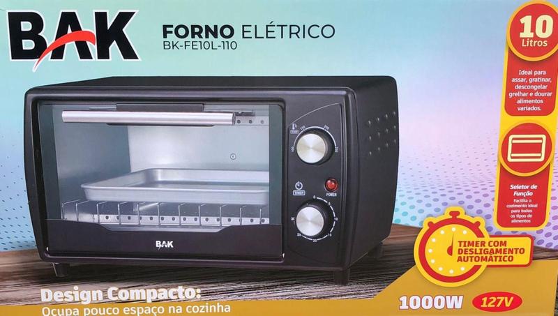 Imagem de Forno Elétrico Bak 10l 110v 1000w Compacto Timer Desliga