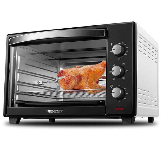 Forno Elétrico Best 60 Litros Plus Com Espeto Giratório Preto/Branco 1800W 127V Menor preço em Forno Elétrico Best 60 Litros Plus Com Espeto Giratório Preto/Branco 1800W 127V