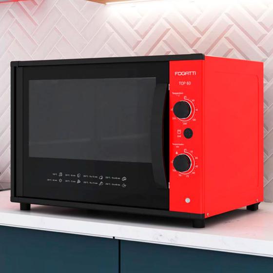 Imagem de Forno Elétrico de Bancada 127v 60l Vermelho - Fogatti