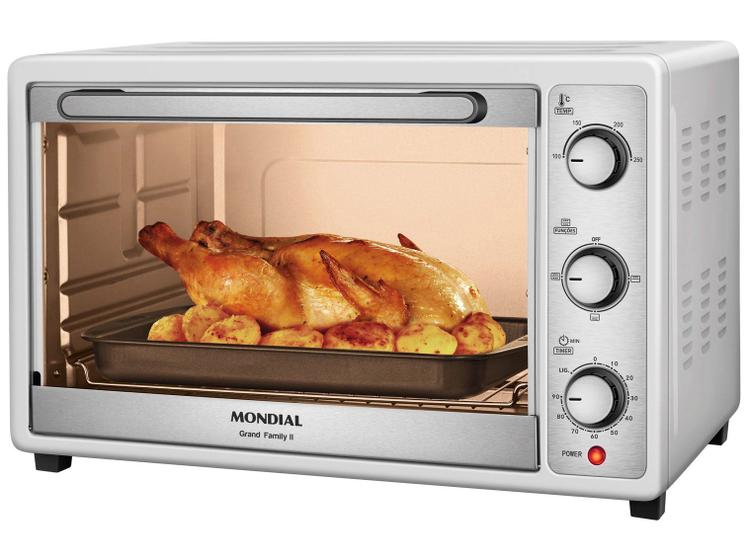 Forno Elétrico de Bancada Mondial Multifuncional 52L Branco e Prata Grand Family II FRN-52-W Imagem de Forno Elétrico de Bancada Mondial Multifuncional 52L Branco e Prata Grand Family II FRN-52-W