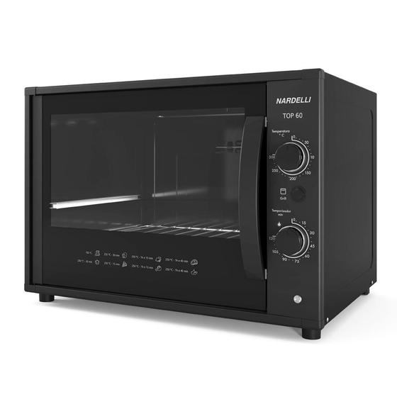 Forno Elétrico de Bancada Nardelli Top 60 Litros Função Grill Preto Menor preço em Forno Elétrico de Bancada Nardelli Top 60 Litros Função Grill Preto