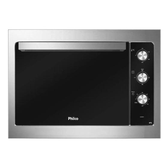 Forno elétrico de embutir philco pfe47e preto com bordas inox 47l 127v Menor preço em Forno elétrico de embutir philco pfe47e preto com bordas inox 47l 127v