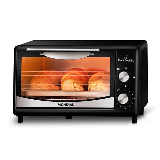 Imagem de Forno Elétrico Mondial FR-09  Pratic Cook 6L 127V-PRETO/INOX