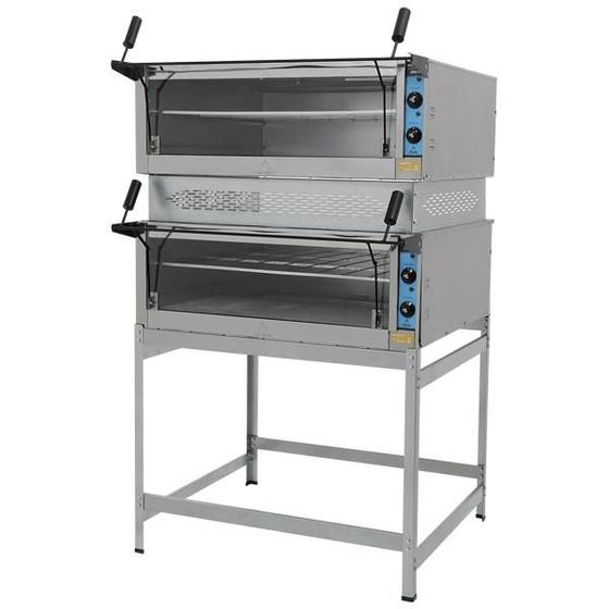 Imagem de Forno Guilhotina Elétrico Inox c/ Cavalete 2 Câmaras 70x60 Metalmaq