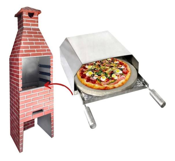 Imagem de Forno Para Churrasqueira Pizza Costela Em Inox Grelha e Pedra refratária