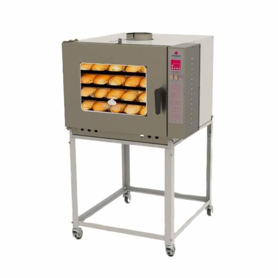 Imagem de Forno Turbo a Gás com Vapor Industrial Grande 5 Esteiras 125 Pães