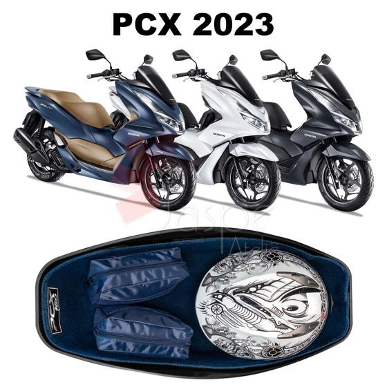 Imagem de Forração Honda Pcx 160 2023 Acessório Forro Premium Baú Azul