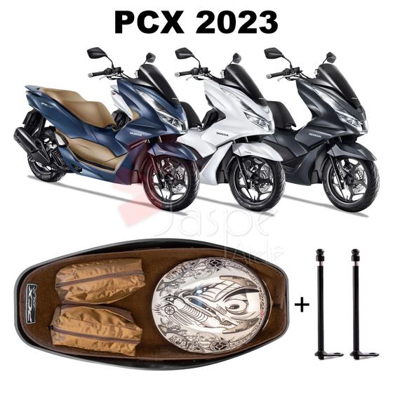 Imagem de Forração Honda Pcx Dlx 2023 Forro Premium Marrom + 2 Antenas