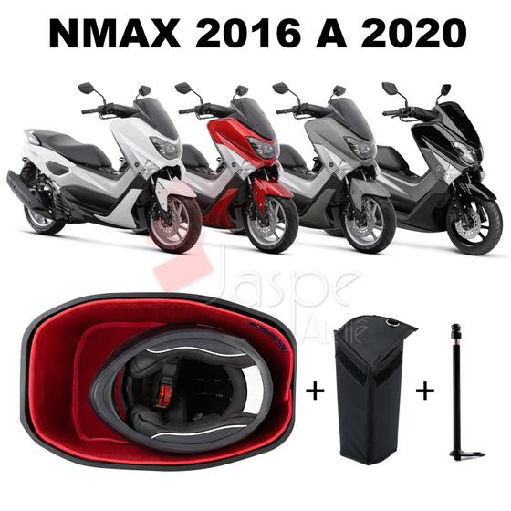 Imagem de Forração Yamaha Nmax Baú Forro Vermelho + Guidão + 1 Antena