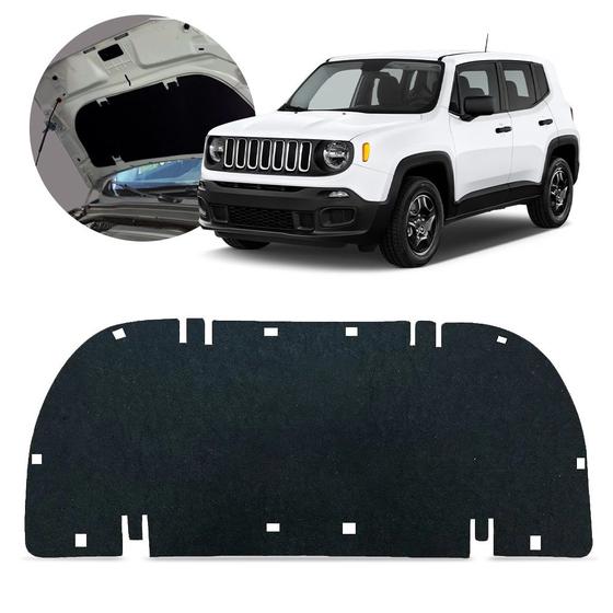 Imagem de Forro Capô Manta Termo Acústica Antirruído Jeep Renegade 2015 a 2022 Feltro Isolante 5mm Preto Antichamas Grud Gtc 5415