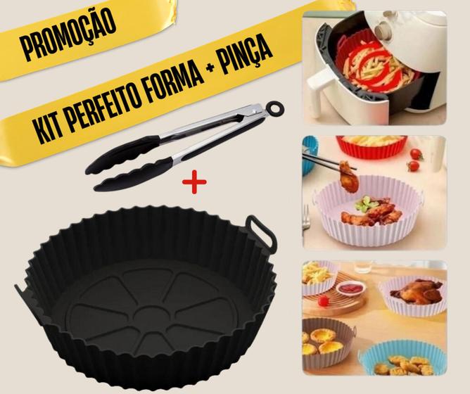 Imagem de Forro De Silicone para Air Fryer + Pegador/Pinça Antiaderente