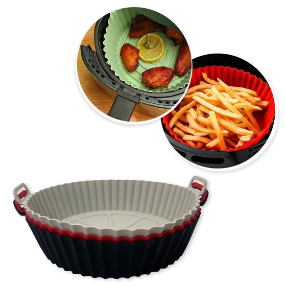 Imagem de Forro Forma Silicone para Fritadeira Air Fryer Micro-ondas e Forno Com Alça Reutilizável 