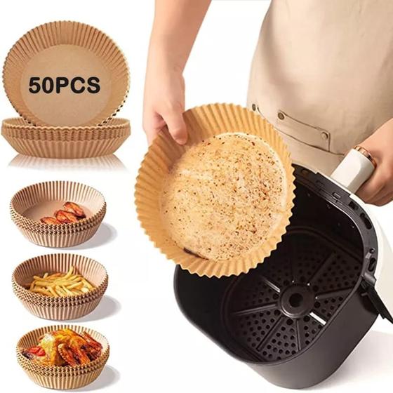 Imagem de forro papel protetor descartável para air fryer airfryer fritadeiras microondas kit