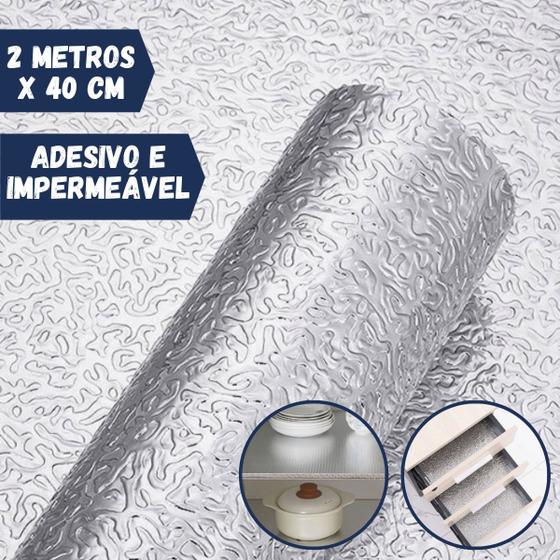 Forro Protetor Adesivo para Cozinha Armários Gavetas Manta Impermeável Alumínio 2mx40cm Menor preço em Forro Protetor Adesivo para Cozinha Armários Gavetas Manta Impermeável Alumínio 2mx40cm
