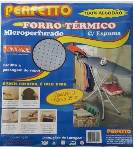Forro termico p/ tabua de passar 100x35cm - perfetto Menor preço em Forro termico p/ tabua de passar 100x35cm - perfetto
