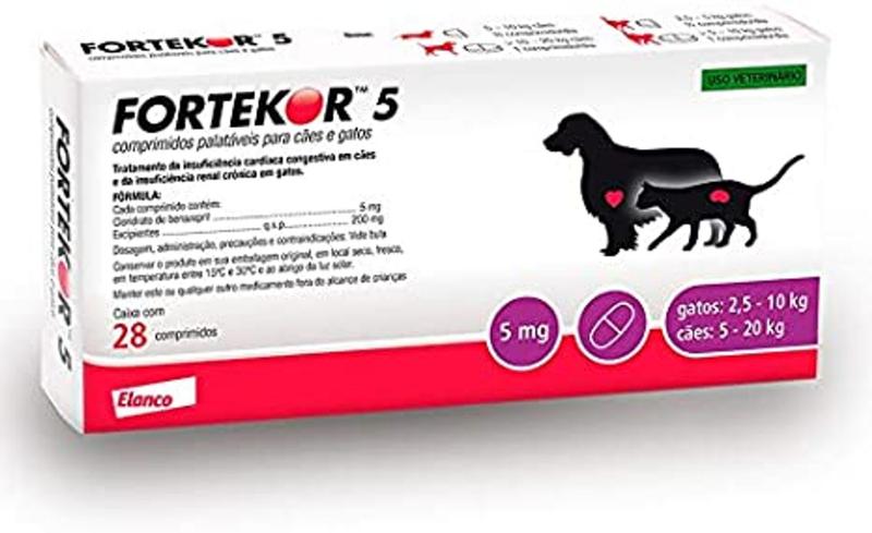 Imagem de Fortekor 5mg comprimidos palatáveis para cães e gatos.
