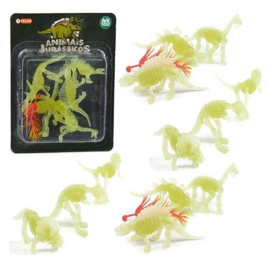 Imagem de Fóssil De Dinossauro Fluorescente Brinquedo Infantil 7 Pçs