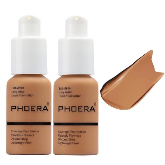 Imagem de Foundation PHOERA Full Coverage 30 ml, pacote com 2 x 24 horas, fosco