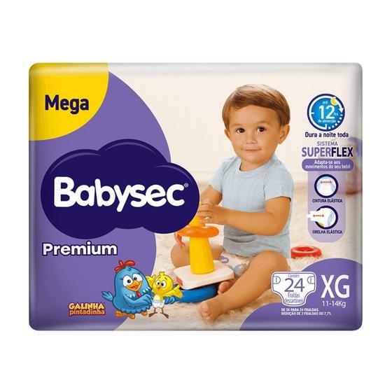 Imagem de Fralda Babysec Premium Mega XG com 24 unidades - 11 a 14kg