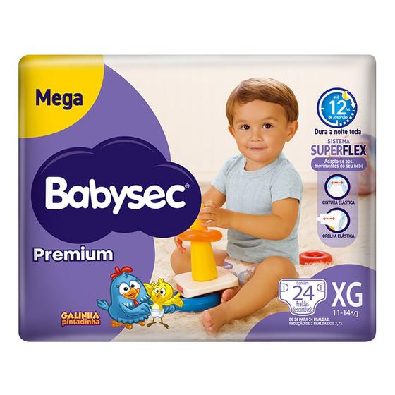 Imagem de Fralda Babysec Premium Tamanho XG Pacote Mega com 24 Unidades Descartáveis