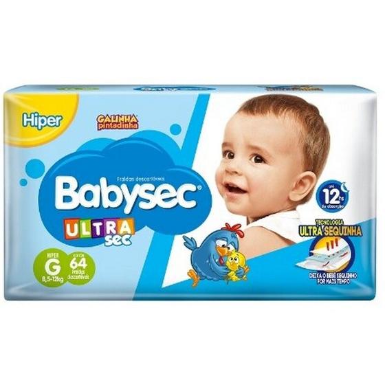 Imagem de Fralda Babysec Ultra Hiper Tamanho G 2 Pacotes com 64