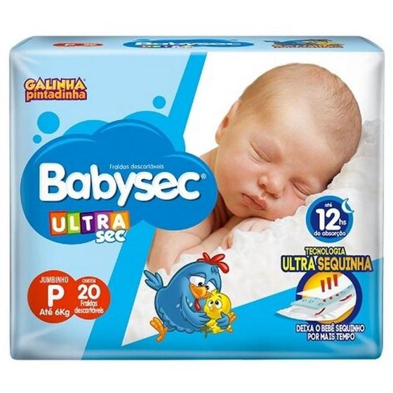 Imagem de Fralda Babysec Ultra Jumbinho Tamanho P 8 Pacotes com 20
