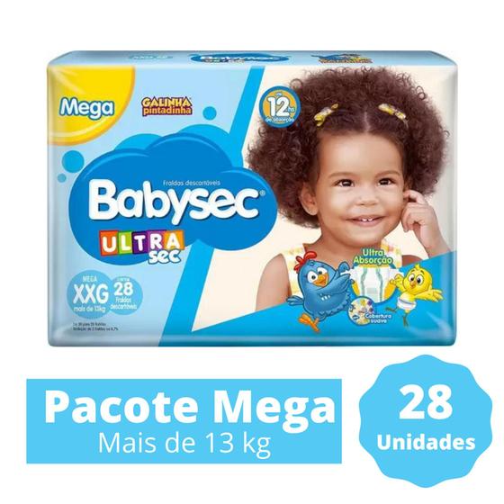 Imagem de Fralda BabySec Ultra Mega 1 Pacote Tamanho XXG Com 28 Unidades