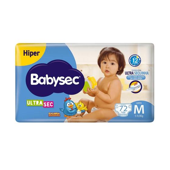 Imagem de Fralda Babysec Ultrasec Hiper M com 72  unidades - 5 a 9,5kg