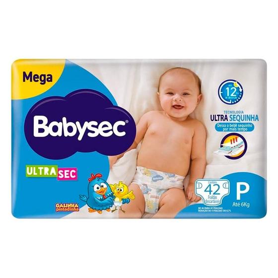 Imagem de Fralda Babysec Ultrasec Tamanho P Pacote Mega 42 Fraldas Descartáveis