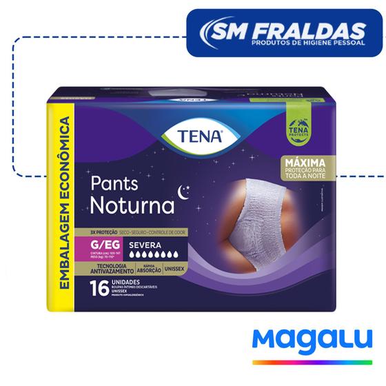 Imagem de Fralda Calça Geriátrica Unissex Tena Pants Noturna G/EG 16 unidades