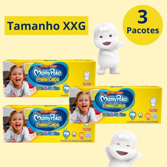 Fralda Calça Mamypoko Dia e Noite Amarelo 3 Pacotes Tamanho XXG Com 22 unidades Cada - 66 Total Menor preço em Fralda Calça Mamypoko Dia e Noite Amarelo 3 Pacotes Tamanho XXG Com 22 unidades Cada - 66 Total