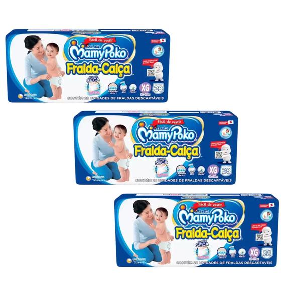 Fralda Calça Mamypoko Super Seca Azul - Kit com 3 pacotes tamanho XG- 84 unidades Menor preço em Fralda Calça Mamypoko Super Seca Azul - Kit com 3 pacotes tamanho XG- 84 unidades