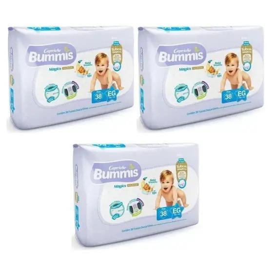 Imagem de Fralda Capricho Bummis Mega3 Pacotes Tamanho XG Com 38 Unidades Cada - 13 á 15 Kg