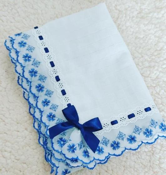 Imagem de Fralda com bordado inglês Azul Marinho